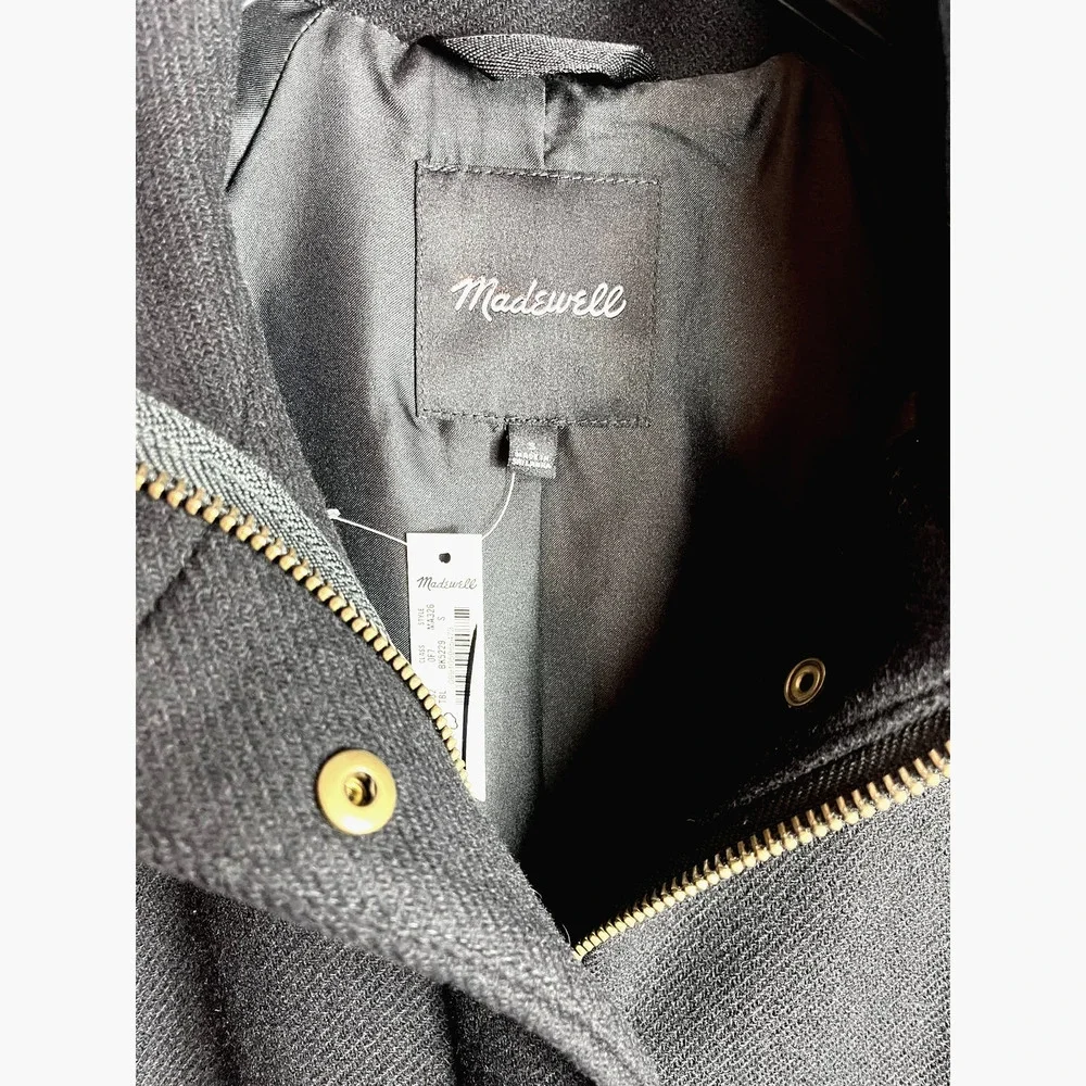 Madewell Estate Cocoon Coat in Insuluxe Fabric, Wool | Size Small, Black NEW - Picture 6 of 10